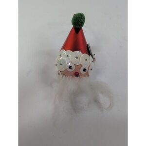 Vintage Santa Claus Head Ornament Googly Eyes Sequin Christmas 4in